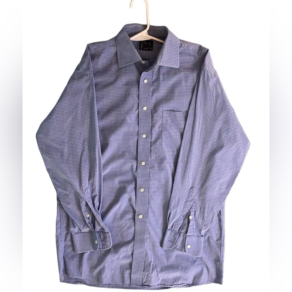 Jos A. Bank Button Down Shirt Size 15.5-32 - Fits like Men's L Blue/White Check
